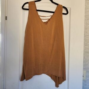 Maurices Tan Sleeveless Blouse with Strappy Neckline Size 2 Euc